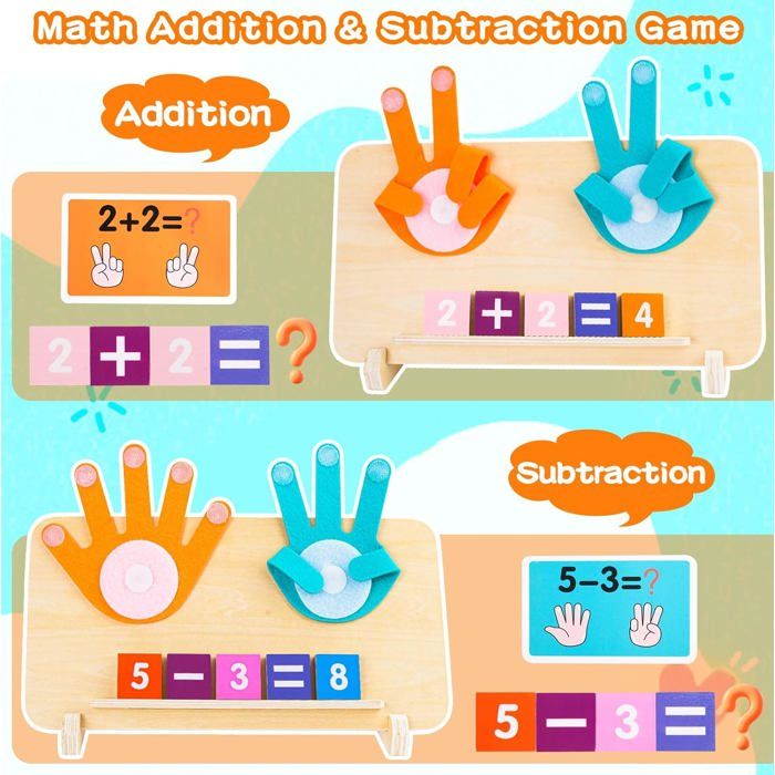 Perfeclan Montessori – 112 Pièces Jeu De Timbres En Bois – Addition Soustraction Multiplication Division – Cadeau Éducatif 3-6 Ans