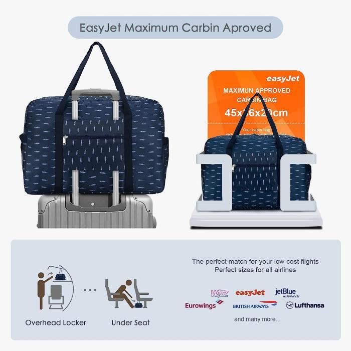 2X Bagage Cabine 45X36X20 Easyjet Sac De Voyage Pliable Valise