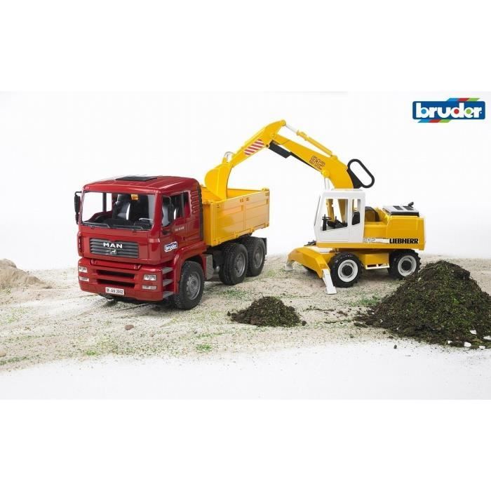 Jouet Ancien Rare MAMMUT - Camion Benne + Pelleteuse Avec Grue - Années 70 (Boîte D'origine)