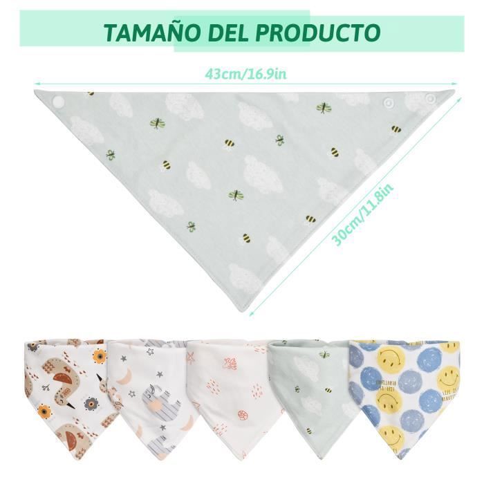 Bavoirs Absorbants Réglables Pressions Lot De 8 Bavoirs Triangulaires Pour Bébé - Unisexe - En Coton Bavoirs Pratique Fermeture Pression