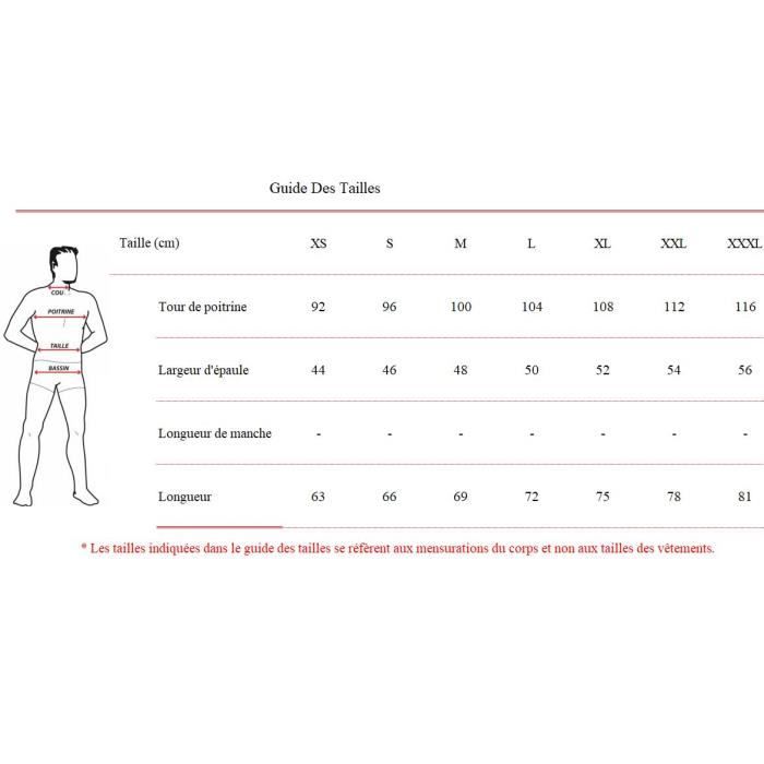 Mensuration chemise homme store