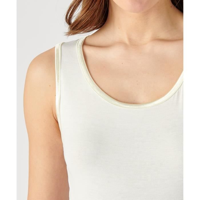 Debardeur femme Damart Thermolactyl Sensitive biais satin Ecru