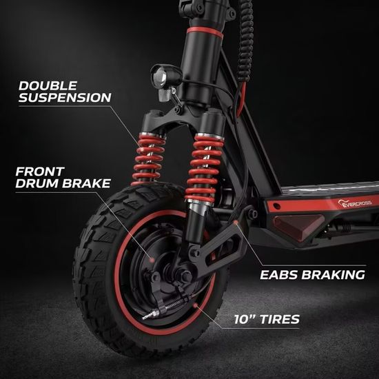 Trottinette électrique EVERCROSS A1 500W – 50 Km D’autonomie, 25 Km/h, Batterie 48V 13Ah, Pliable Et Connectée