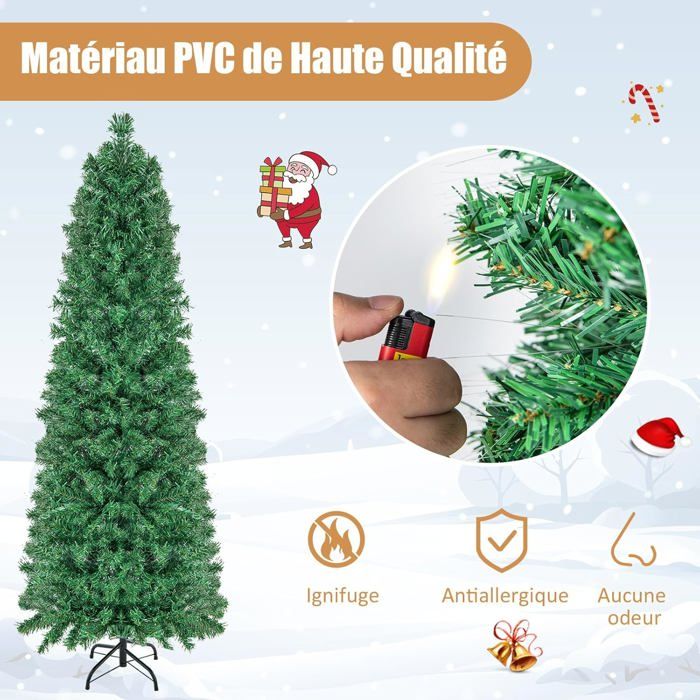 Sapin De Noël Artificiel 150 Cm Avec Lumières LED - 170 Branches PVC - 8 Modes éclairage - Fibres Optiques - Étoile Lumineuse - Support Métal