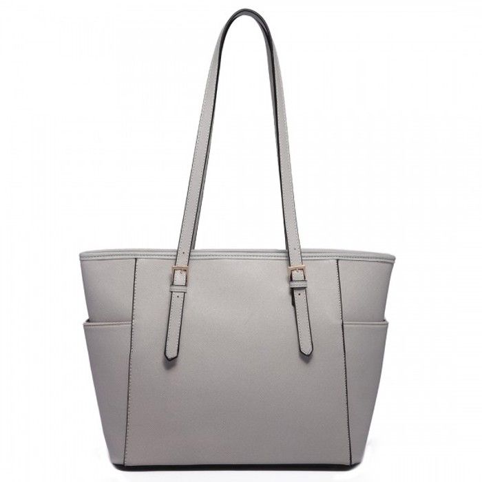 Sac à Main Grand Format Gris Clair - Fausse Cuir - Occasion - Style Porté épaule Pour Femme