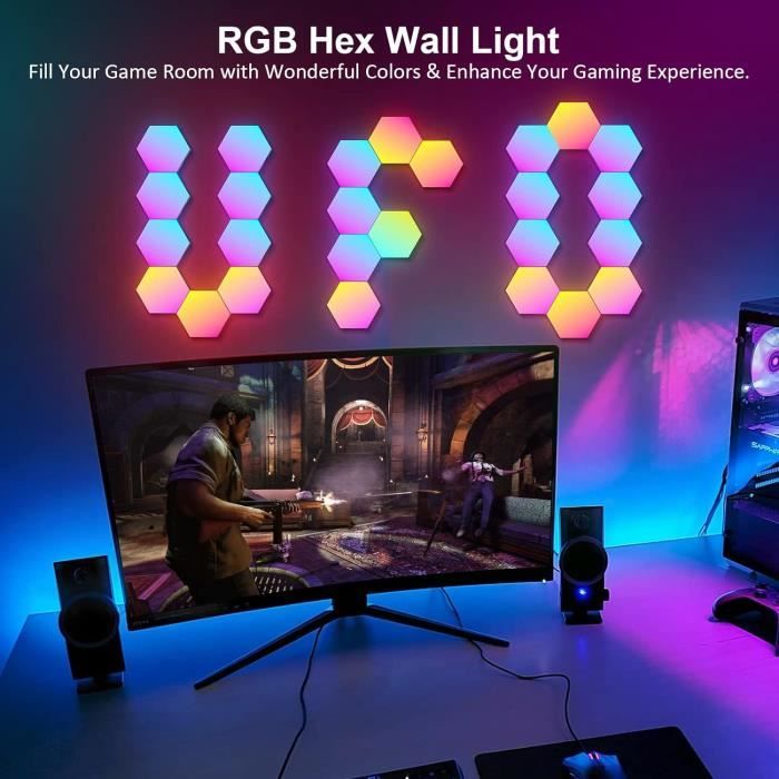 Panneau LED Mural avec Télécommande, Applique Murale LED Deco Gaming  Contrôle Tactile Panneau LED RGB Lampe Gaming DIY Géométriq113 - Cdiscount  Maison