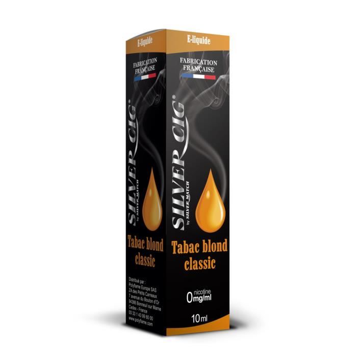 E-liquide SilverCig Tabac Blond Classic 0 mg 70PG/30VG - 10ml - Cdiscount  Au quotidien