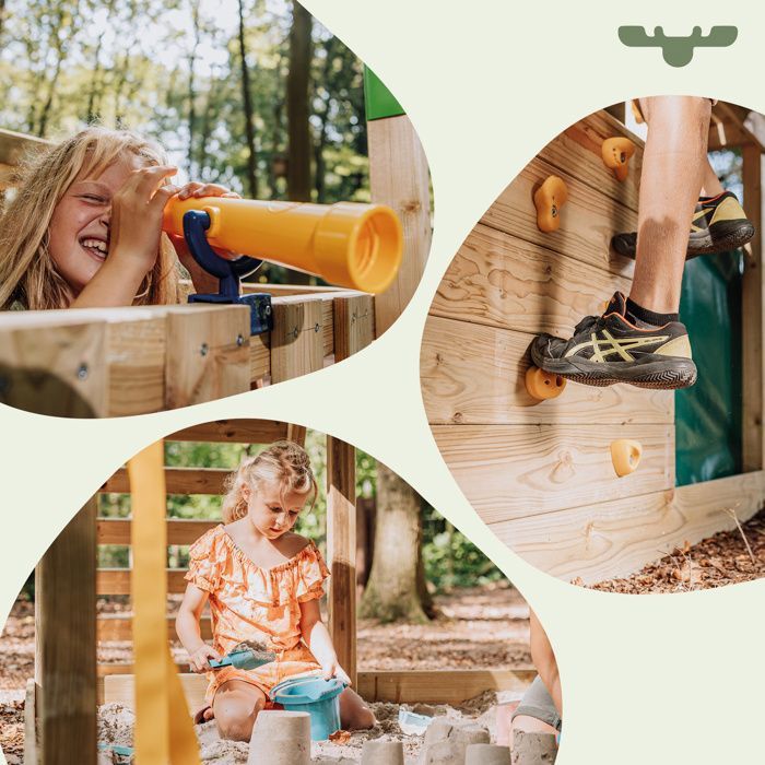 équipement Jeux Bois Garanti 10 Ans FATMOOSE ActionArena Air XXL - Portique De Jardin En Bois Avec Toboggan, Balançoires Et Aire De Jeux Complète Aire De Jeux Jardin Bois