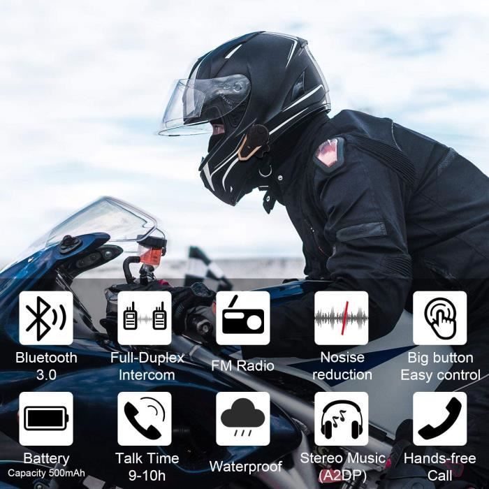 BETOWEY BT-S3 Interfono Bluetooth Per Casco Moto – Comunicazione 2-3 Piloti, Raggio 1000m, FM E Impermeabile