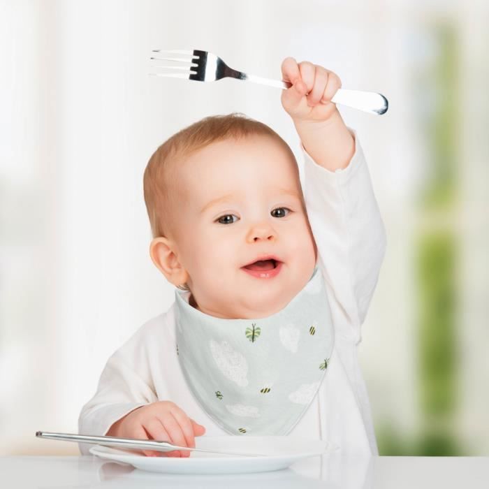 Lot De 8 Bavoirs Bandana En Coton Absorbant Pour Bébé - Taille Réglable 3 Mois à 3 Ans - Lavables En Machine - Imprimés Variés Bavoir Absorbant Coton