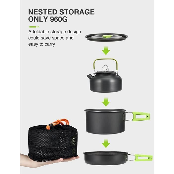 Batterie De Cuisine De Camping, Gobelets Et Couverts | Set Vaisselle Randonnée BLACK SNAKE