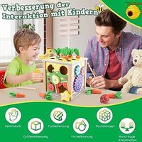 Cube D’activités 6-en-1 – Jouet Montessori Sensoriel 8 Cm – Boutons, Tiroirs, Volant – Voyage, Motricité Fine – Dès 1 An