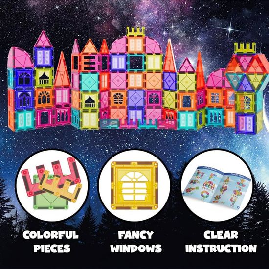 Blocs Magnétiques 100 Pièces Pour Enfants Dès 3 Ans - Jeu De Construction Éducatif Avec Aimants Puissants - Développe La Créativité Garçons Et Filles