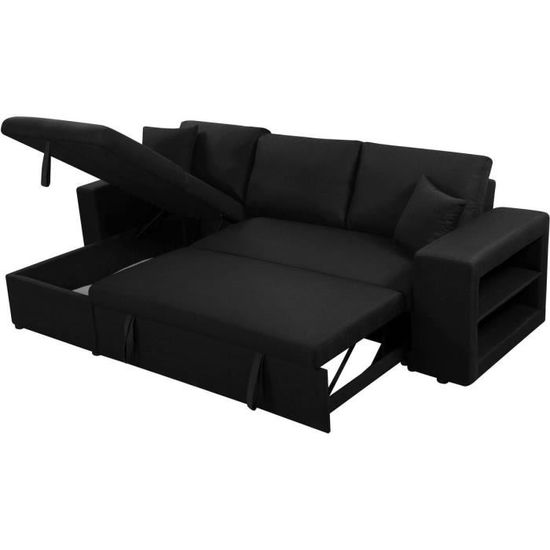 Canape D Angle Convertible Et Reversible Allen Luxe Noir