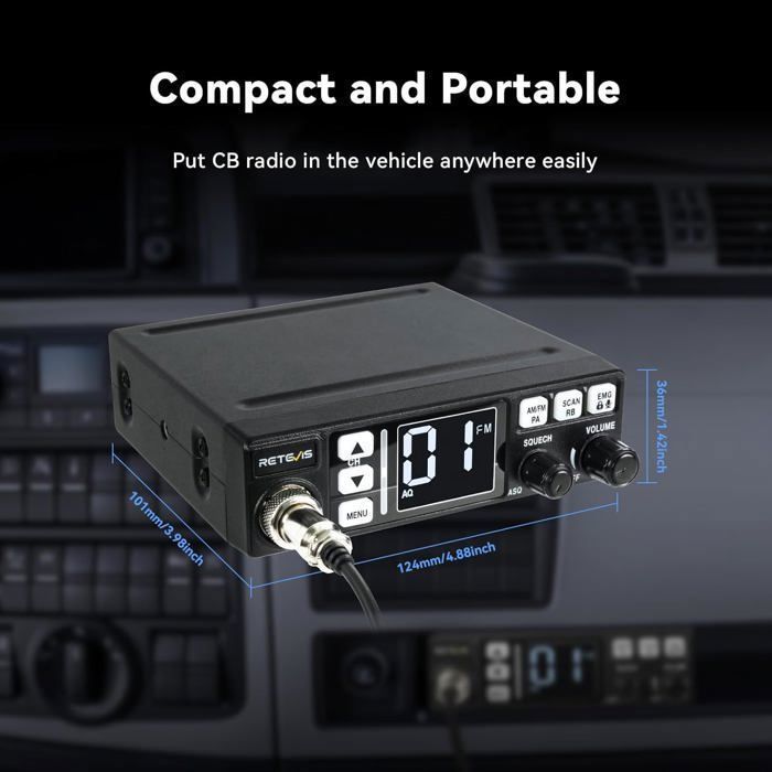 Mb63 Retevis MB63 CB Radio, CB Portable avec Écran LCD, AM/FM, Large Portée ...