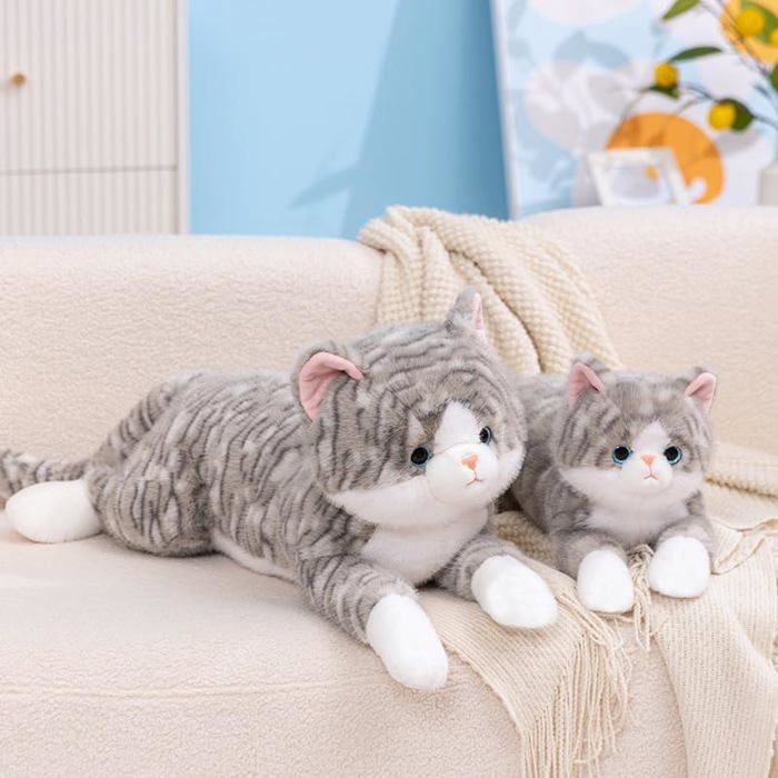 Kekeso Peluche Chat Oreiller Géant, Corps de Chat Long - Doudou pour Enfants - Cadeau d'anniversaire et Noël(Gris,70cm Kekeso Peluche Chat Oreiller Géant, Corps de Chat Long - Doudou pour Enfants - Cadeau d'anniversaire et Noël(Gris,70cm