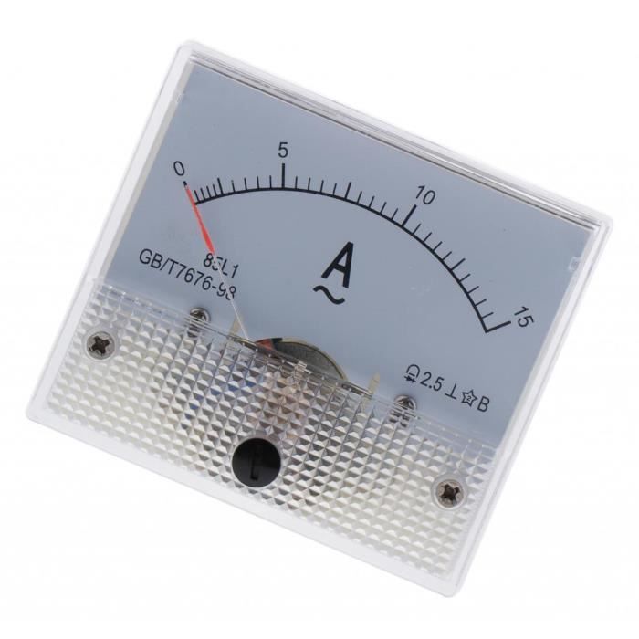 Ampèremètre Analogique Encastré Uxcell 0-15A DC – Instrument De Mesure, Façade 71x59mm