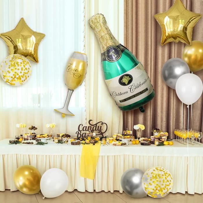 Champagne bouteille jumbo, ballon mylar, ballon jumbo champagne, champagne  party, fête, décoration ballon, ballon champagne noir -  France