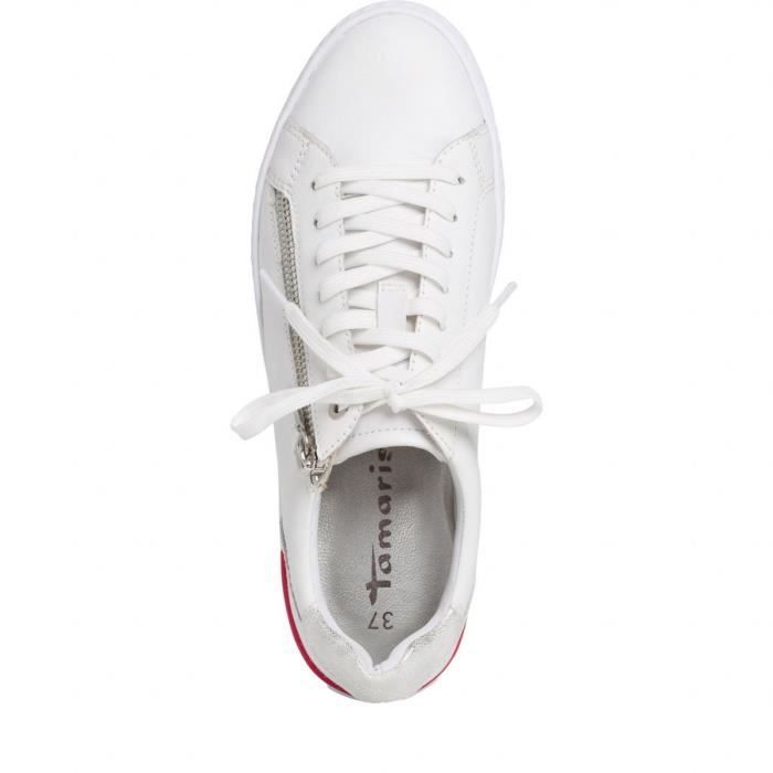 Baskets mode 23312 femme tamaris 23312 Blanche Cdiscount Chaussures