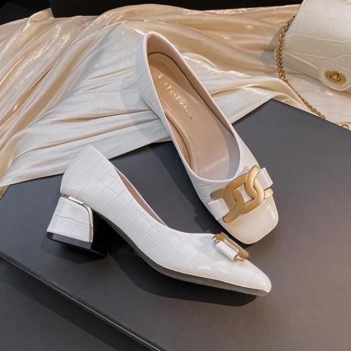Chaussure doré talon 2025 carré