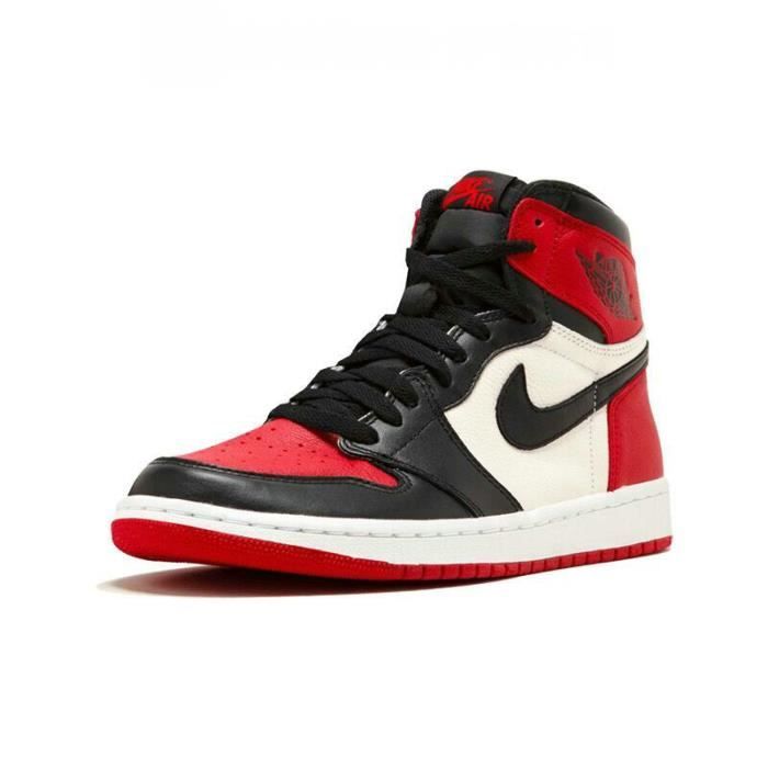 Air Jordan 1 Retro Chaussures de Basket AJ1 Femme Homme Rouge Noir