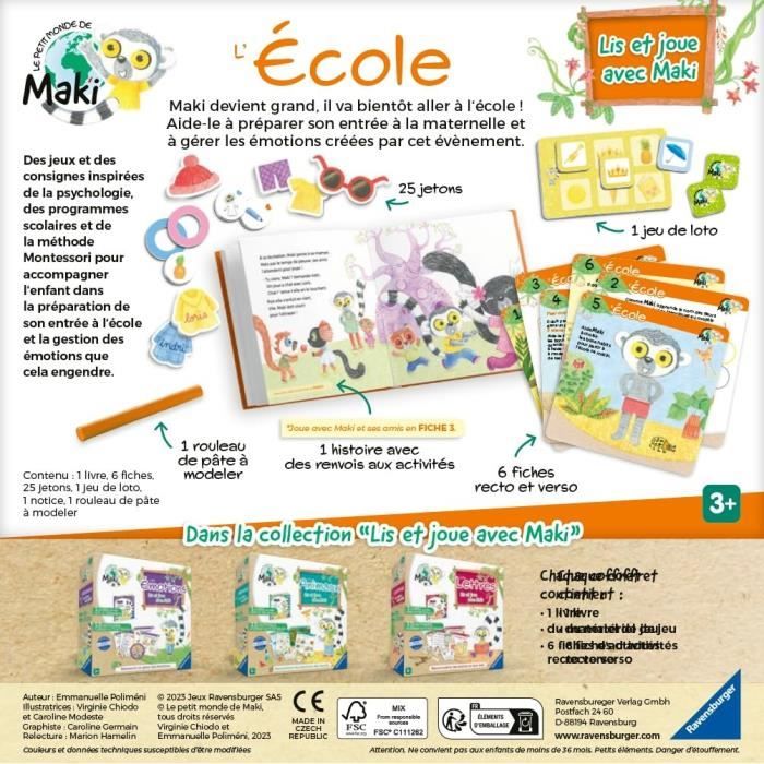 Lis Et Joue Avec Maki - L'école - Gioco Educativo Per Bambini 3-6 Anni Con Libro, Plastilina E Attività Montessori