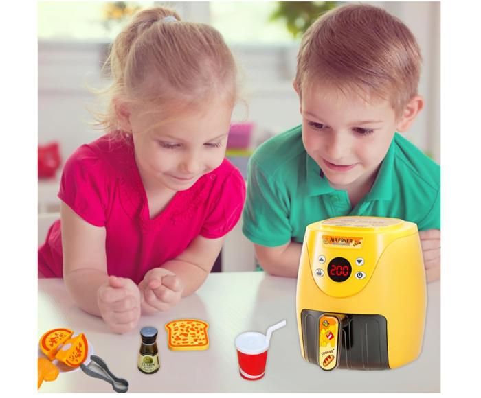 Friteuse à Air Jouet - 15 Accessoires - Aliments Changeant De Couleur - Musique Et Lumières - Dès 3 Ans