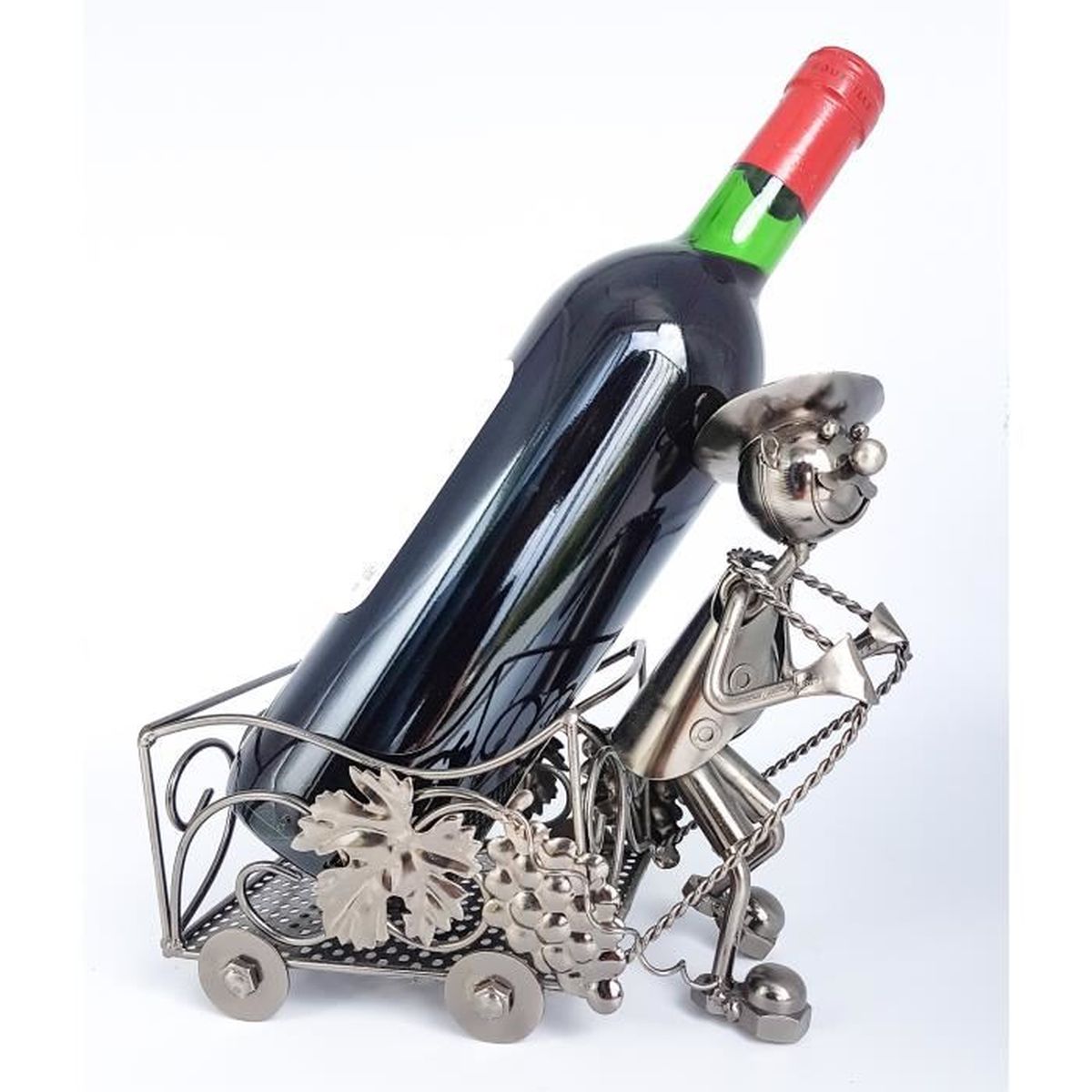 Portebouteille de vin OUVRIER VITICOLE en MÉTAL hauteur de 18 cm x