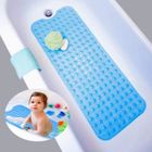 BRAND Nifogo Tapis de Bain, Baignoire Mat, Sécurité Anti Glisse, Antibactérien doté Solides Ventouses, 100 x 40cm, Durable (Bleu)