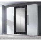 PRICE FACTORY Armoire 4 portes avec miroirs couleur blanc et noyer noir - VERO 57 Blanc