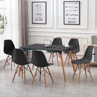 Table à manger en bois avec 6 chaises scandinaves - OUISTORE - Noir - Adulte