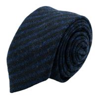 Ecravate - Cravate en Laine mélangée pour Homme. Style et Qualité. Noir et Bleu Marine à rayures