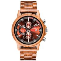 Bois Montre Homme marque de Luxe montres en Bois noyer - 2020 chronographe date etanche , Meilleur Cadeau