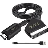 Convertisseur HDMI Vers Péritel, Convertisseur HDMI Vers SCART Avec Câble De Charge USB Pour Moniteur/Ordinateur/Projecteur/PC/TV