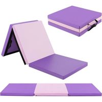 GOPLUS Matelas Gymnastique Pliant, Tapis de Yoga Epais, Tapis de Sol Pliable, Tapis de Gymnastique 180 x 60 x 5 cm, Violet