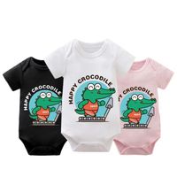 3×Body Bébé Fille Garçon 0 à 24 Mois Manche Courte Coton Impression de Dinosaure de Dessin Animé Infantile vêtements