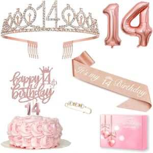 Pack Anniversaire 18 Ans Fille - Écharpe Et Couronne Or Rose Et Noir
