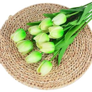 FLEUR ARTIFICIELLE 10 Pcs Tulipes Artificielles Orange Fausses Fleurs Tulipes En Soie Avec Tige Décor Floral Bouquet Réaliste Pour Fête Jardin [u4178]