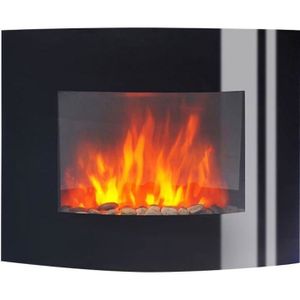 CHEMINÉE Cheminee electrique 2000W galbée noire feu de chem