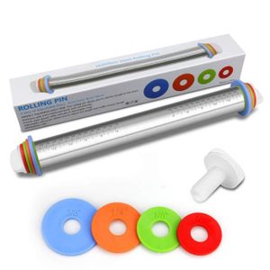 Tapis de P/âtisserie et Rouleau /à P/âtisserie Antiadh/ésif en Silicone Anti Adh/ésif en Acier Inoxydable avec Anneaux Ajustables