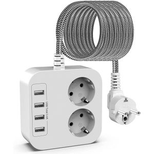 Multiprise 8 prises et 3 porte usb, rallonge multiprise avec câble 2m, multiprise electrique avec interrupteur(16a 3680w),blo[A749] - Cdiscount  Bricolage