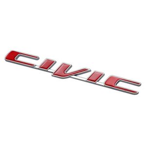 SEUIL DE PORTE VOITURE Silver Red -Badge logo Civic arrière en métal 3D, 