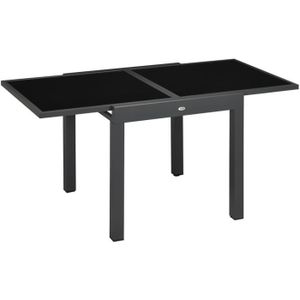 TABLE DE JARDIN  Table extensible de jardin - OUTSUNNY - Gris foncé - Rectangulaire - 8 personnes - 160x80x75cm