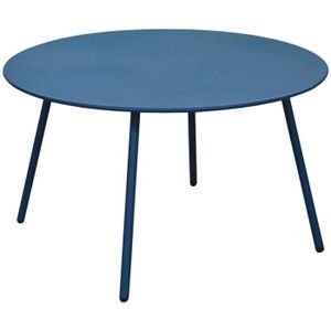 TABLE BASSE Table basse jardin ronde en acier Rio 70 cm Bleu