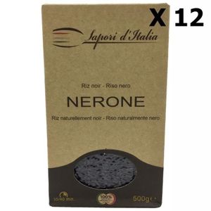 RIZ Lot 12x Riz noir Nerone Italie boîte 500g Carton de 12 x 500GR