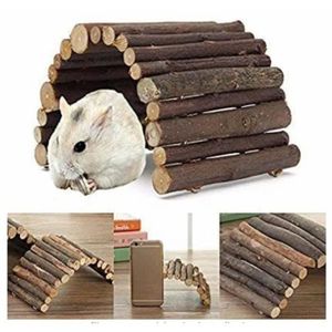 JOUET CA01882-Jouets de pont en bois pour Rat Hamster Hide House Hide in Cave Hide Clôture Escalade Échelle Pet Clôture en bois Jouet-10*