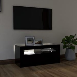 MEUBLE TV Meuble TV avec lumières LED Noir 90x35x40 cm
