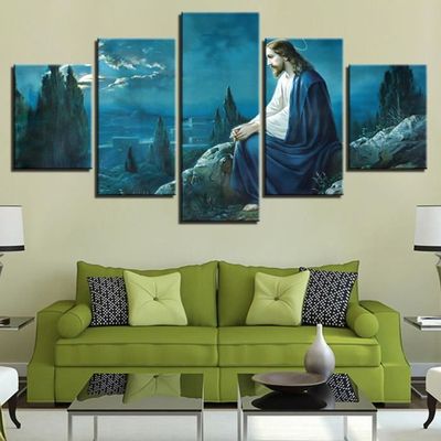 Toile mur Art photos décor à la maison chambre cadre 5 pièces prière jésus  Gethsemane jardin peintures HD imprime paysag~19727 - Achat / Vente tableau  - toile - Cdiscount