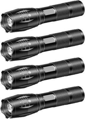 Lot De 2 Lampes De Poche à LED Tactiques Avec 6 Piles AAA Portables Et étanches Avec 5 Modes Pour Le Camping, L'extérieur, La Randonnée, La Cadeau/d'urgence, Noir