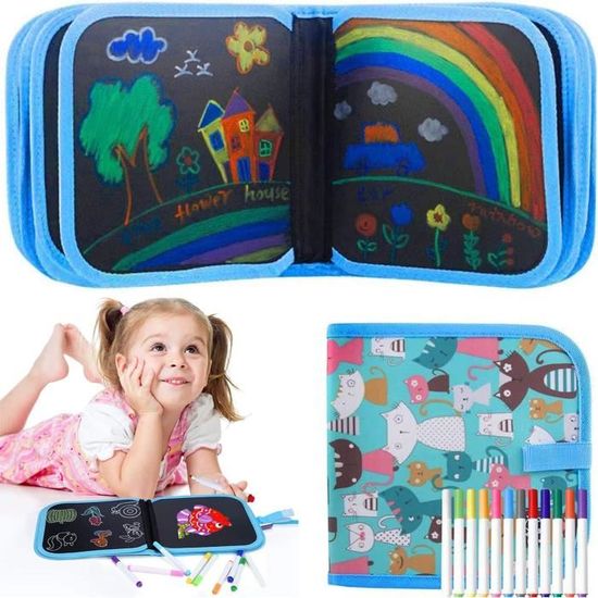Livre De Coloriage Effaçable Pour Enfants - Avec 12 Crayons, Réutilisable, Portable, Pour Voyages, âge 2-6 Ans